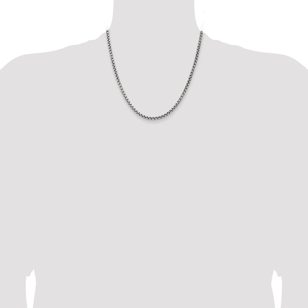 Sterling Silver Antiqued 3.6mm Round Box Chain