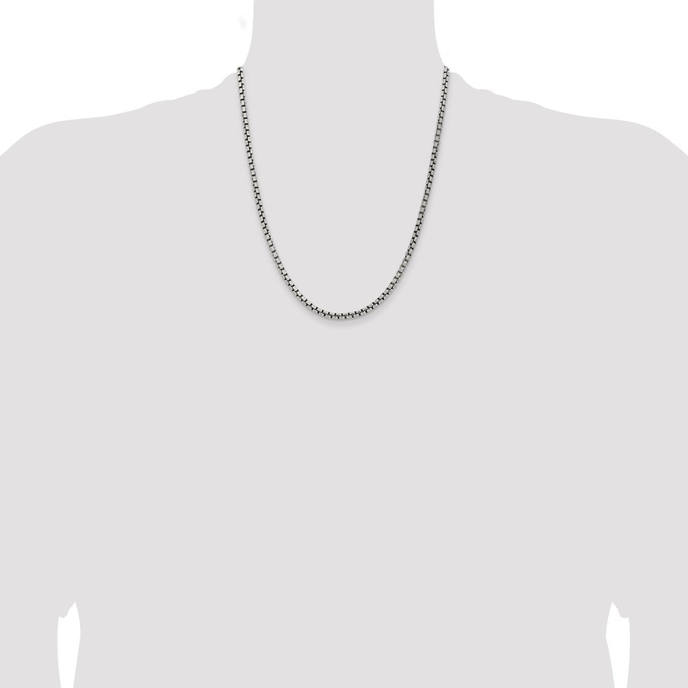 Sterling Silver Antiqued 3.6mm Round Box Chain