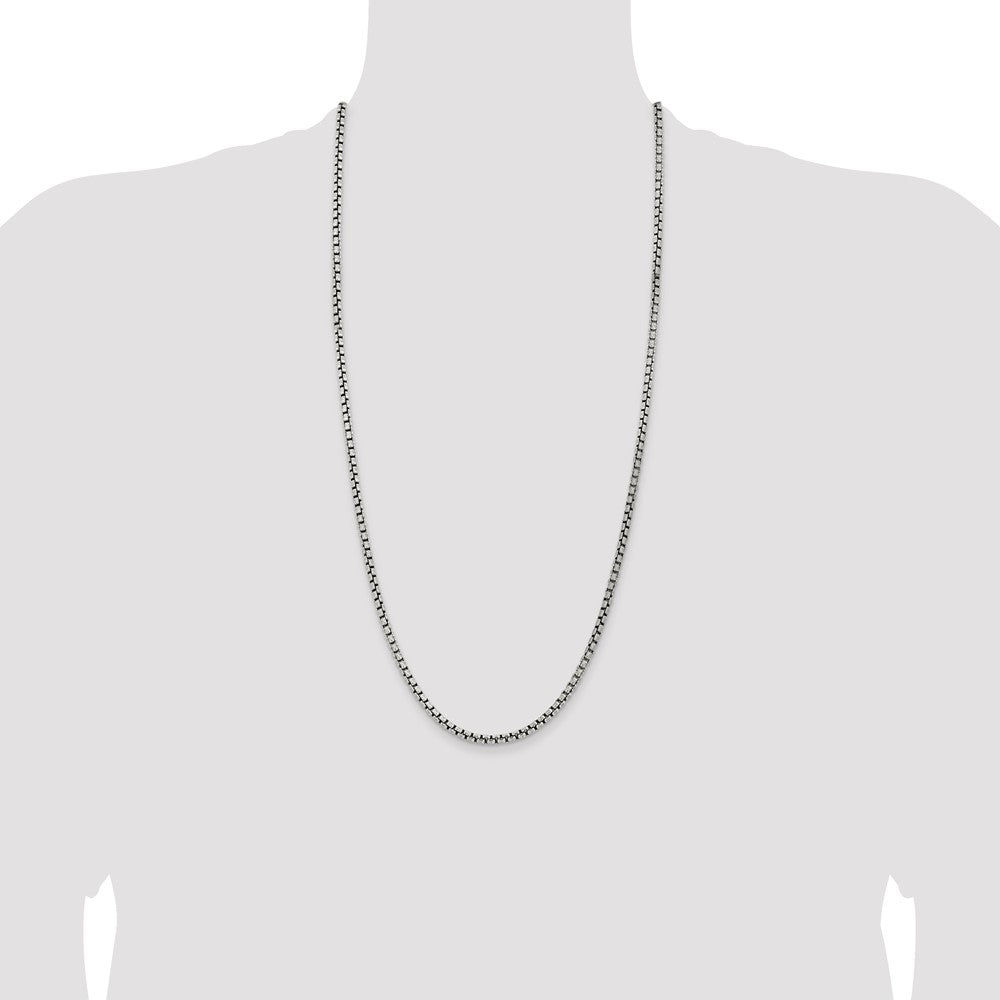 Sterling Silver Antiqued 3.6mm Round Box Chain
