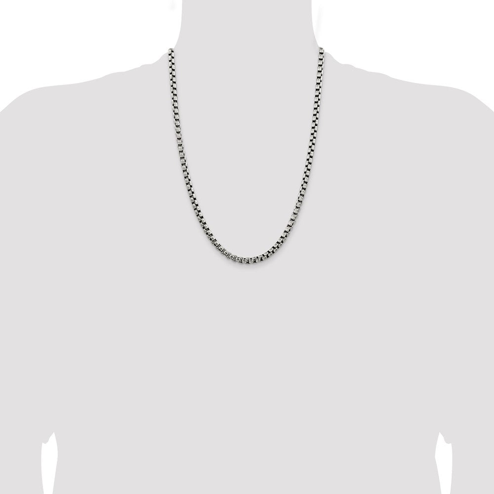 Sterling Silver Antiqued 5.2mm Round Box Chain