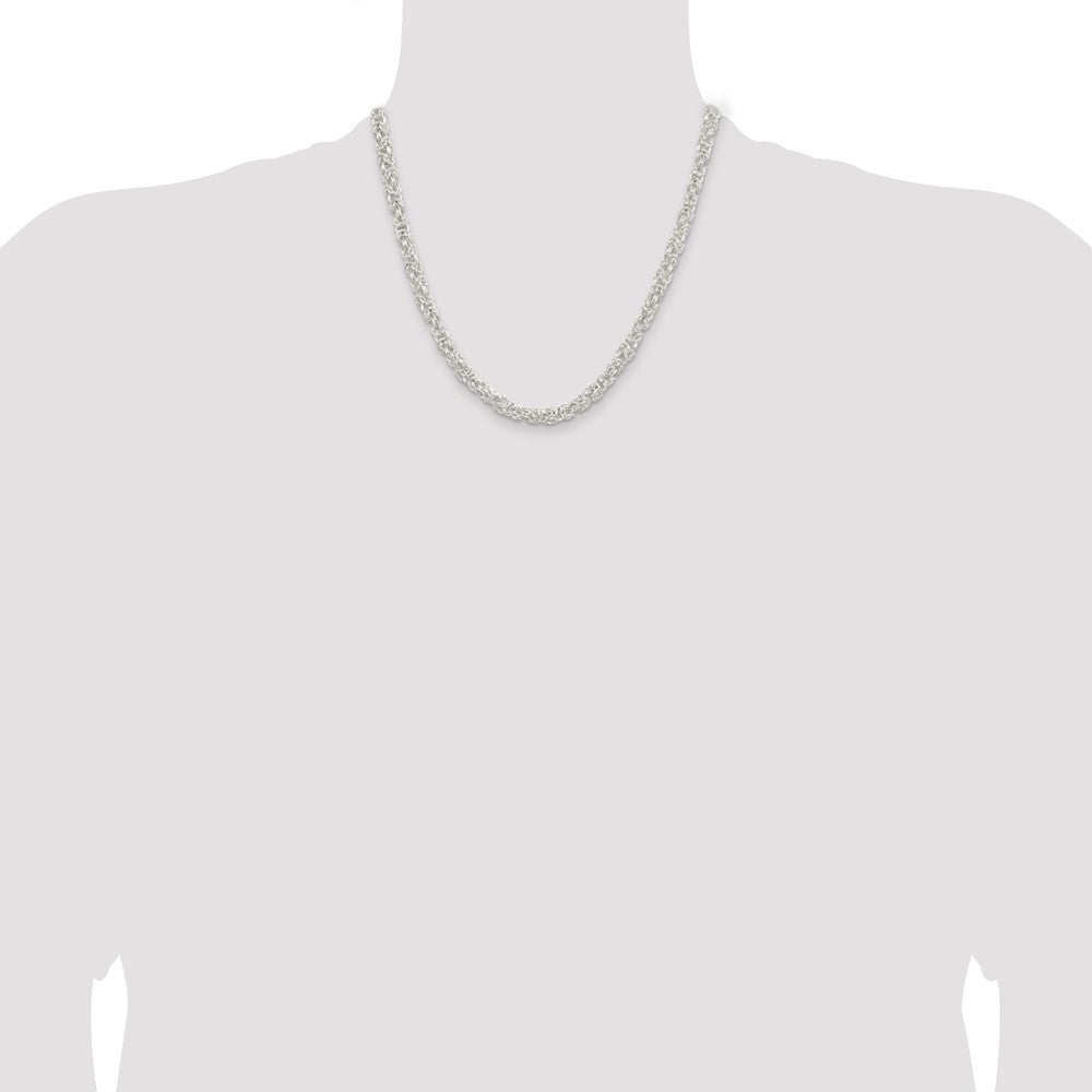 Sterling Silver 5.5mm Rounded Byzantine Chain