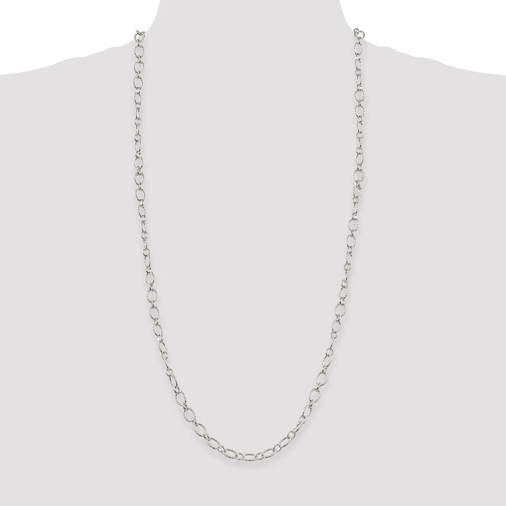 Sterling Silver 6.1mm Fancy Patterned Rolo Chain