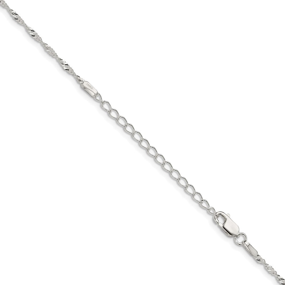 Sterling Silver 1.75mm Singapore Chain w/2in ext.