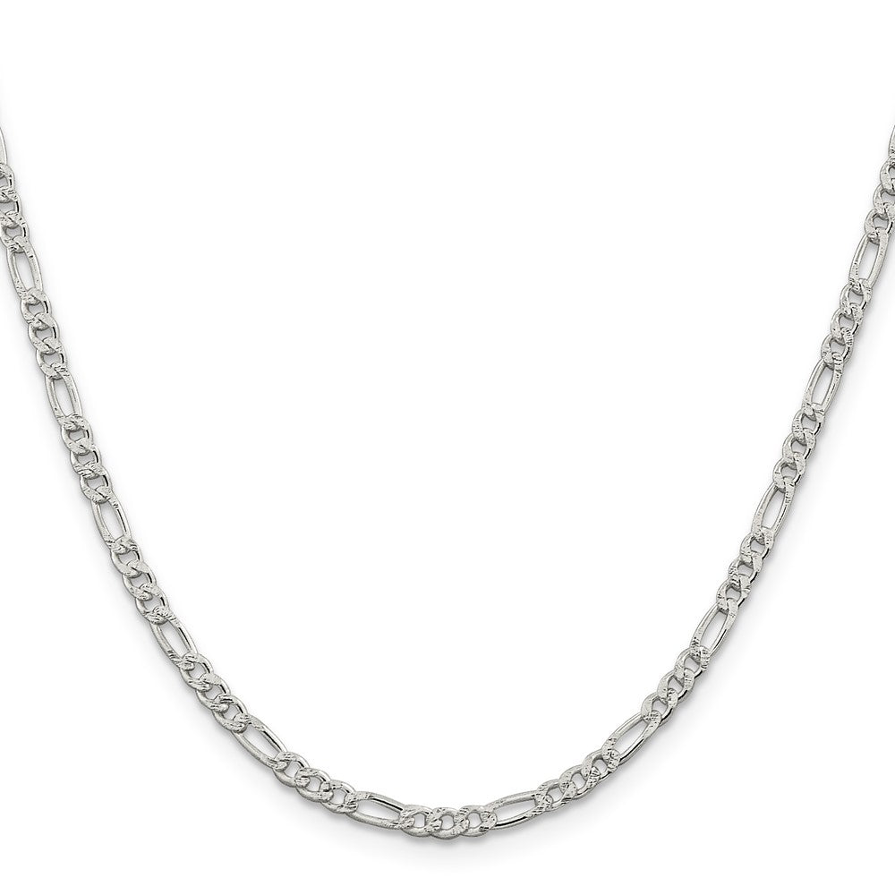Sterling Silver 3mm Pav? Flat Figaro Chain