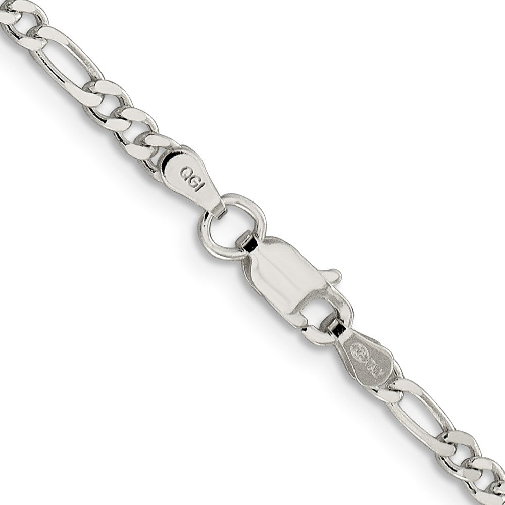 Sterling Silver 3mm Pav? Flat Figaro Chain