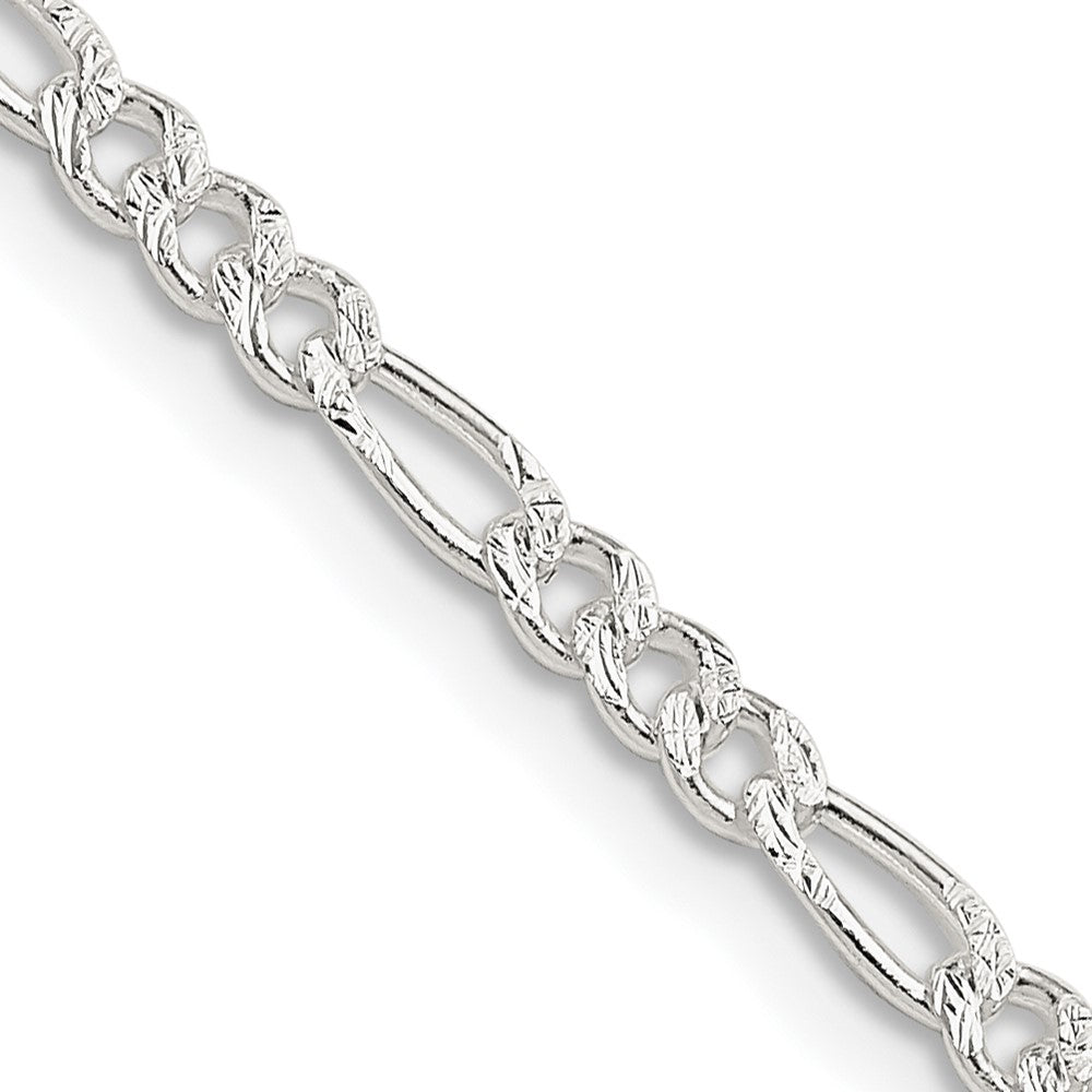 Sterling Silver 3mm Pav? Flat Figaro Chain