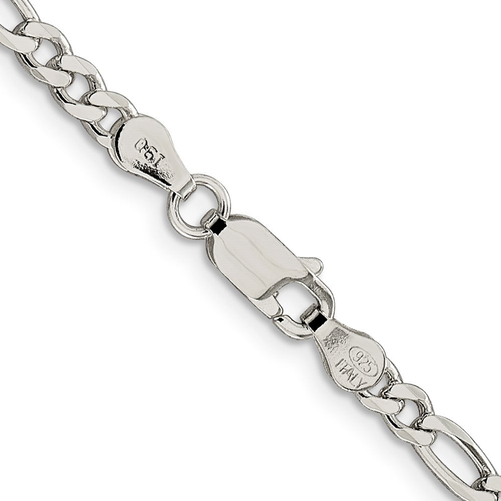 Sterling Silver 4mm Pav? Flat Figaro Chain