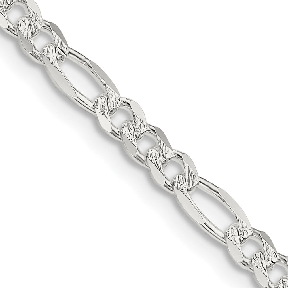 Sterling Silver 4mm Pav? Flat Figaro Chain