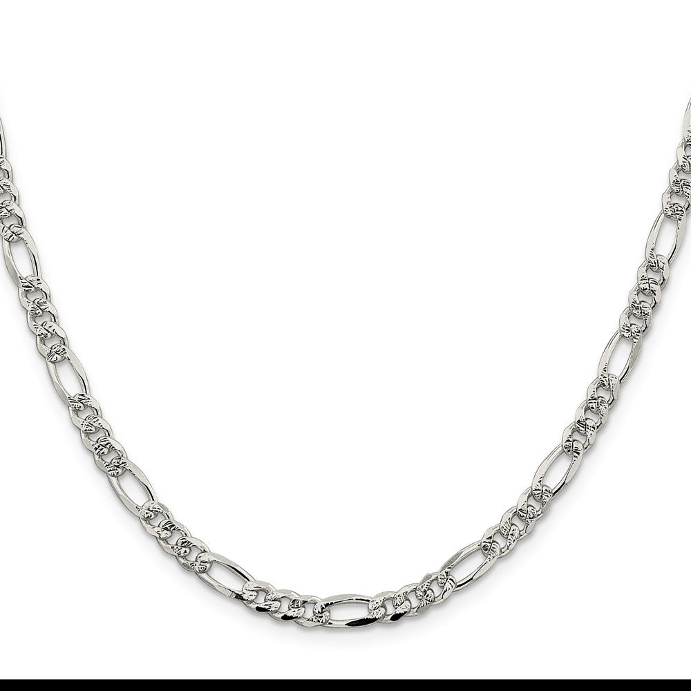 Sterling Silver 4.75mm Pav? Flat Figaro Chain