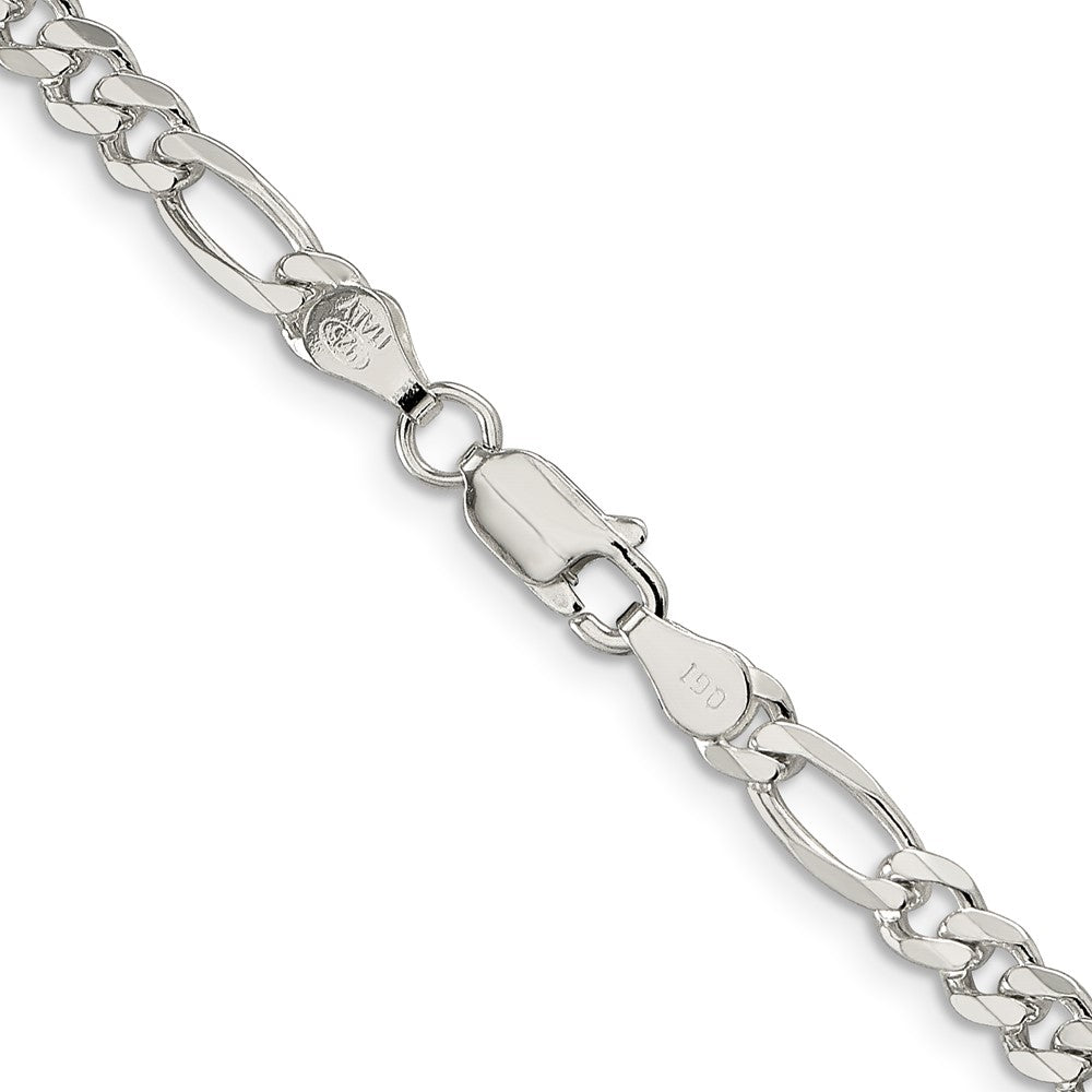 Sterling Silver 4.75mm Pav? Flat Figaro Chain