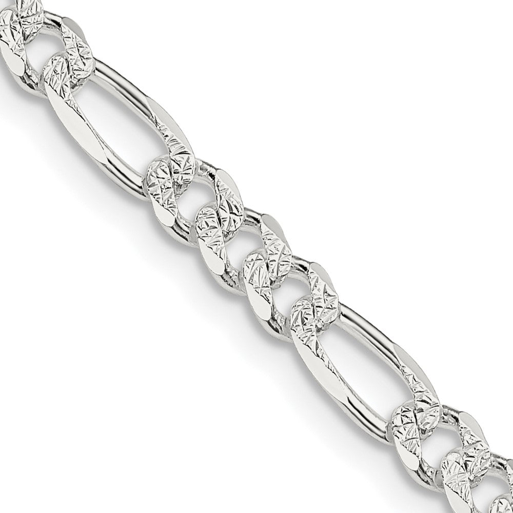 Sterling Silver 4.75mm Pav? Flat Figaro Chain