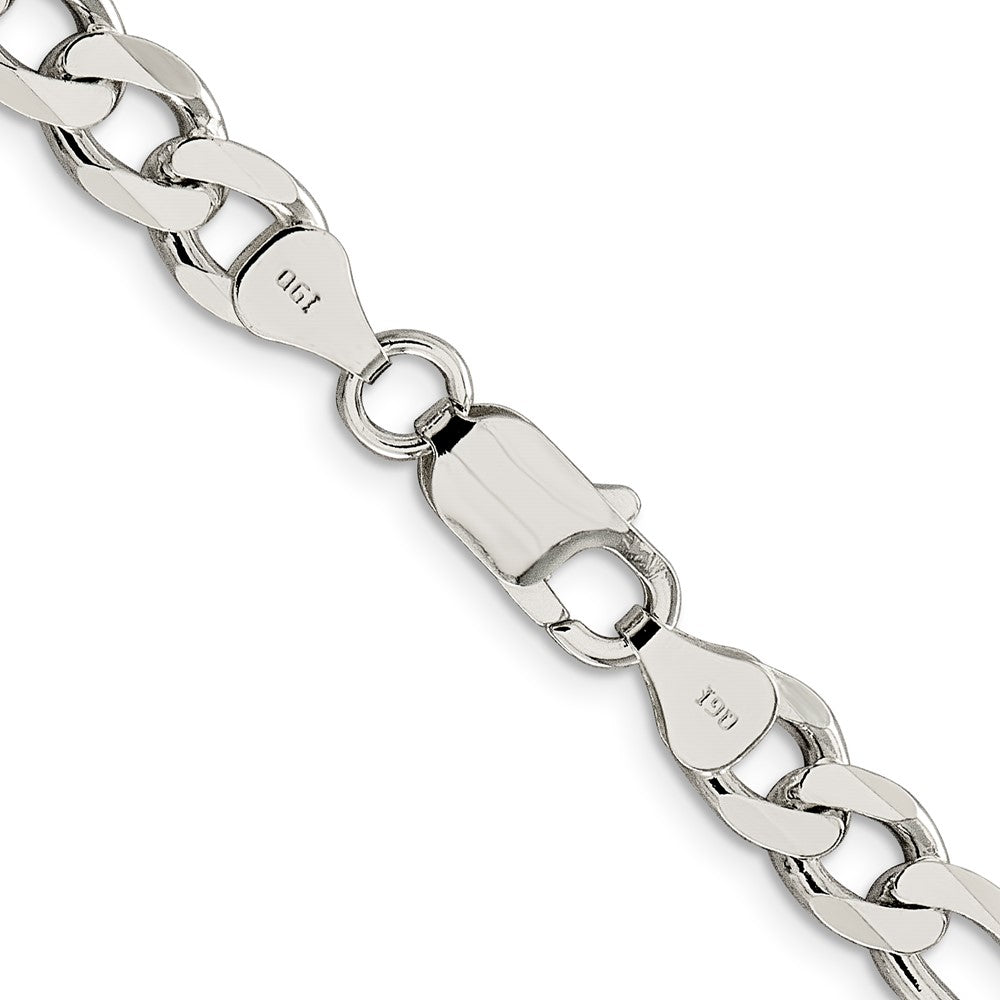 Sterling Silver 7.25mm Pav? Flat Figaro Chain