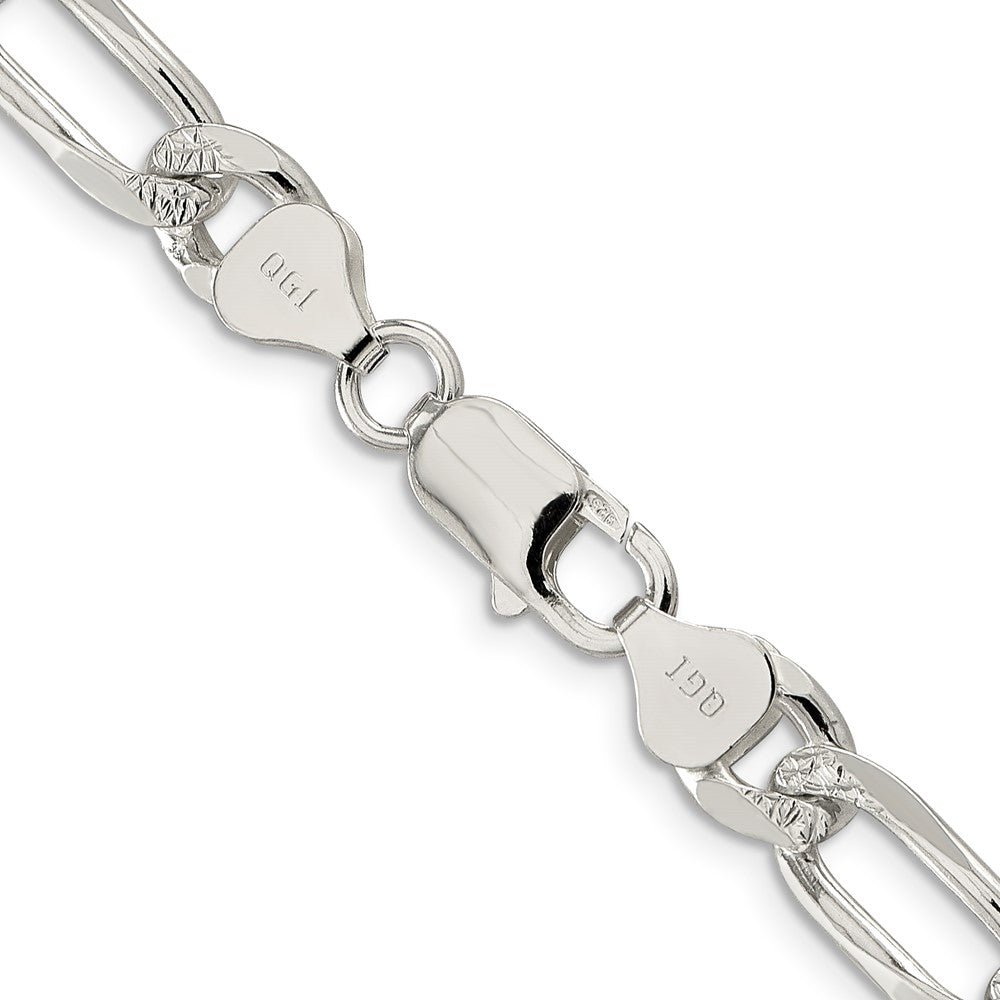 Sterling Silver 8mm Pav? Flat Figaro Chain