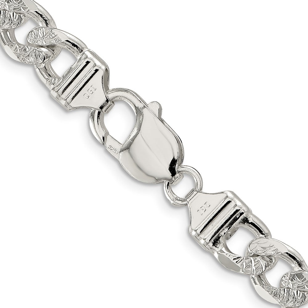 Sterling Silver 9.5mm Pav? Flat Figaro Chain