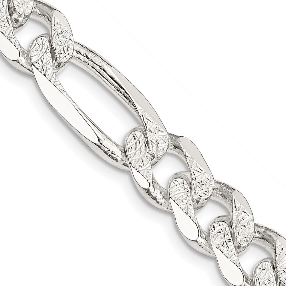 Sterling Silver 9.5mm Pav? Flat Figaro Chain