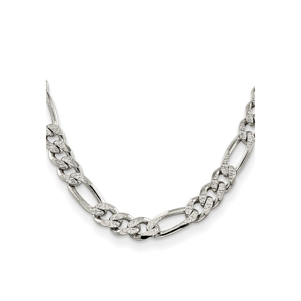 Sterling Silver 10.5mm Pav? Flat Figaro Chain