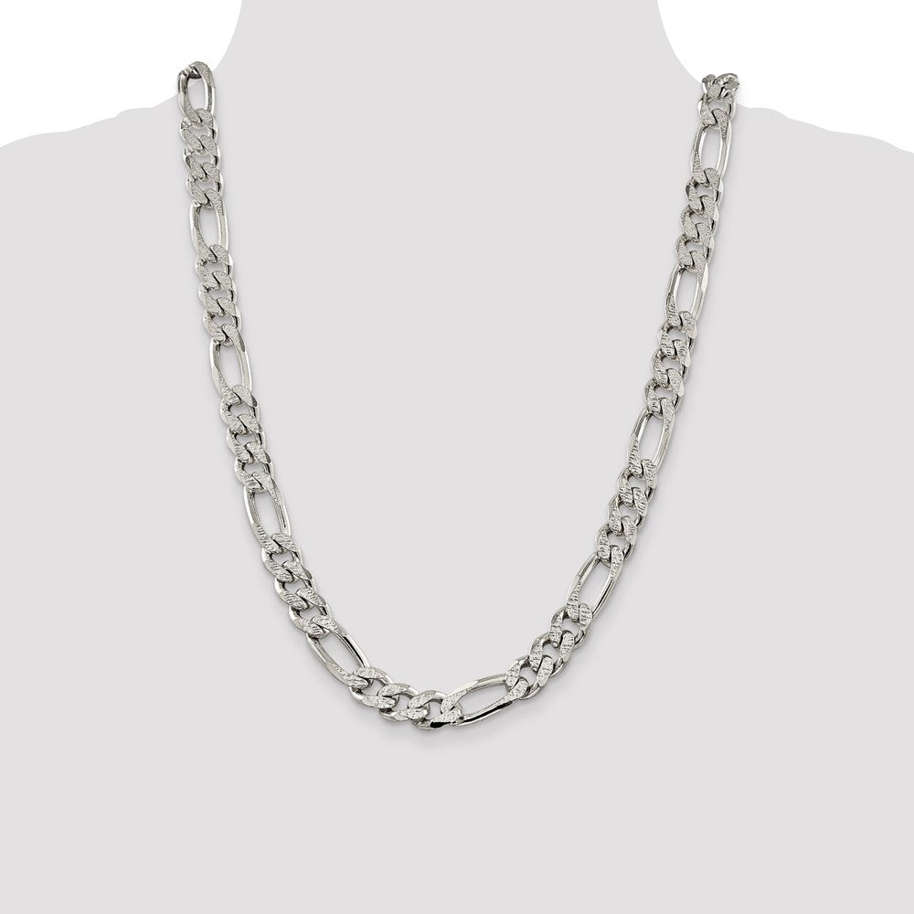 Sterling Silver 10.5mm Pav? Flat Figaro Chain