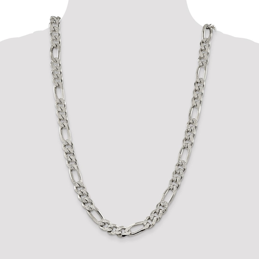Sterling Silver 10.5mm Pav? Flat Figaro Chain