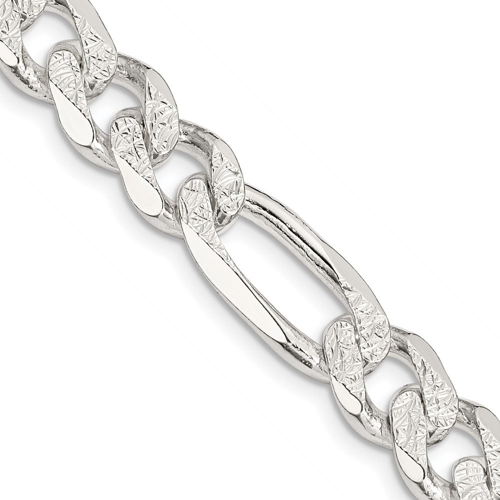 Sterling Silver 10.5mm Pav? Flat Figaro Chain