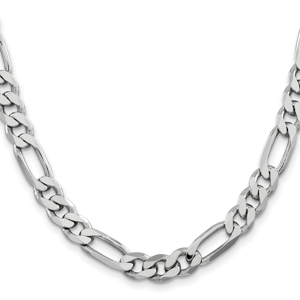 Sterling Silver Rhodium-plated 7.75mm Figaro Chain