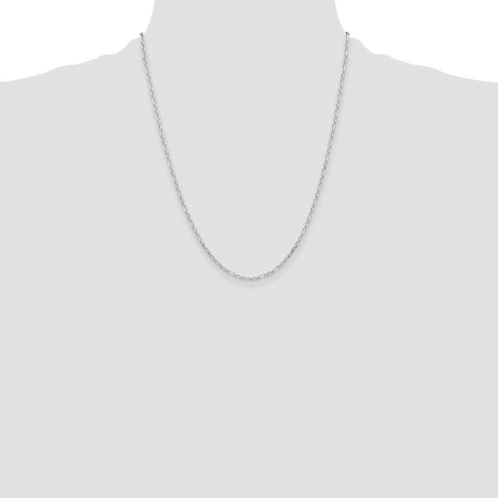 Sterling Silver D/C 2mm 3 Short Plus 1 Long Cable Link Chain