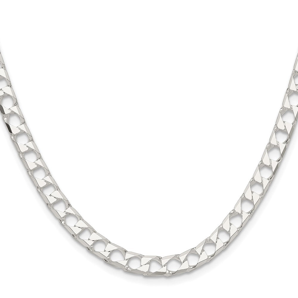 Sterling Silver Polished and D/C 5.75mm Flat Curb Link Chain