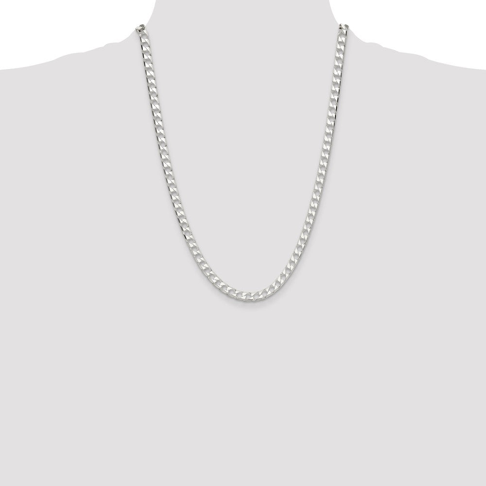 Sterling Silver Polished and D/C 5.75mm Flat Curb Link Chain