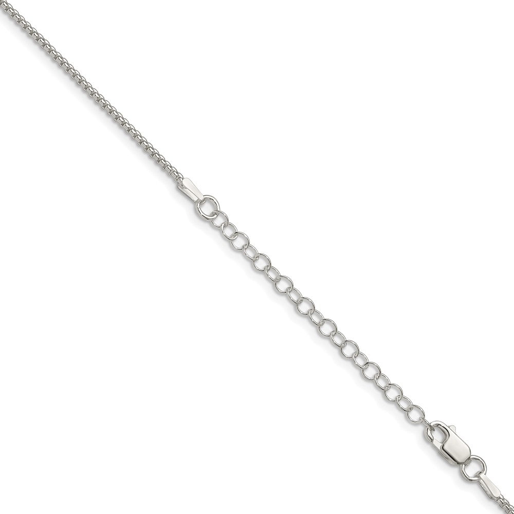 Sterling Silver 1.5mm Round Box Chain w/2in ext.
