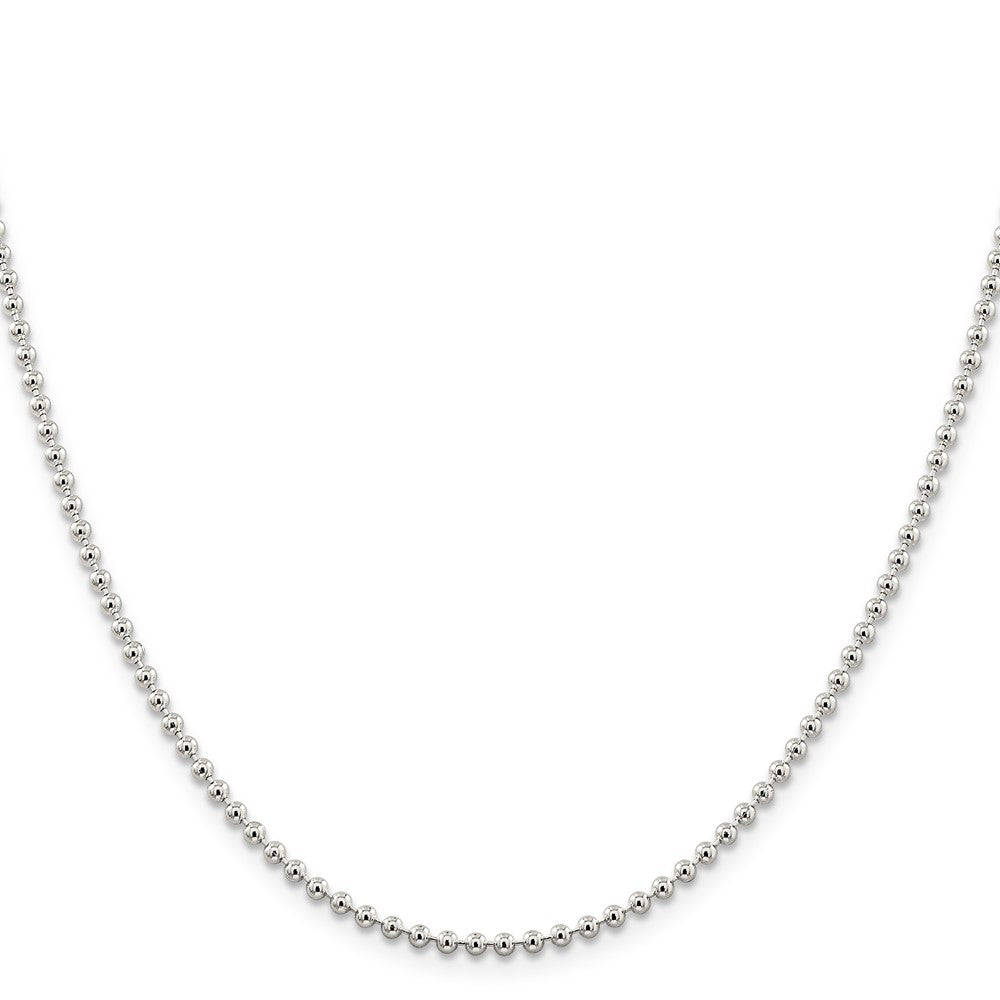 Sterling Silver 2.35mm Beaded Chain w/4in ext.