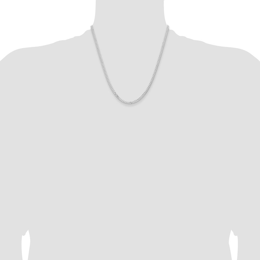 Sterling Silver Rhodium-plated 3.15mm Flat Curb Chain