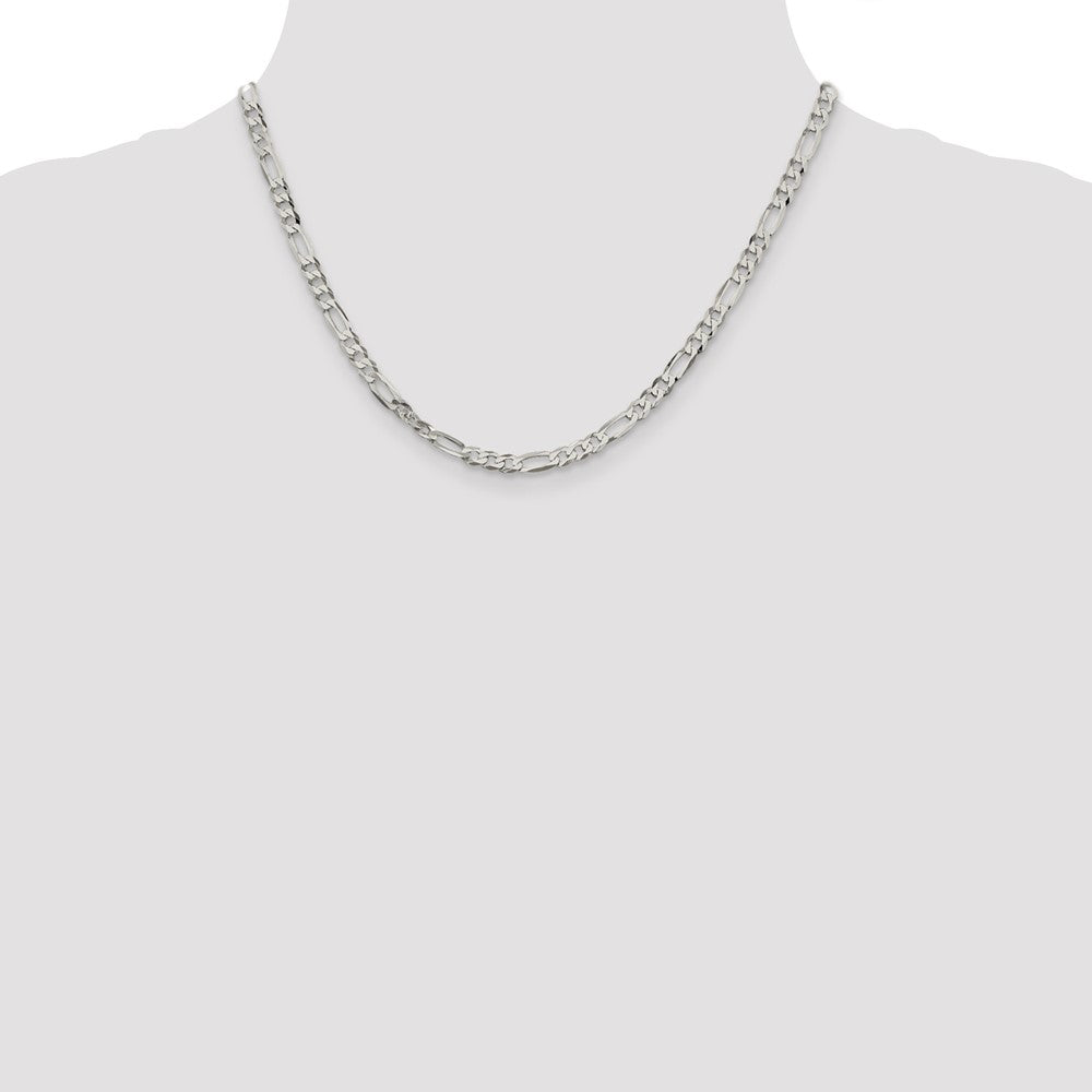 Sterling Silver 4.5mm Lightweight Flat Figaro Chain