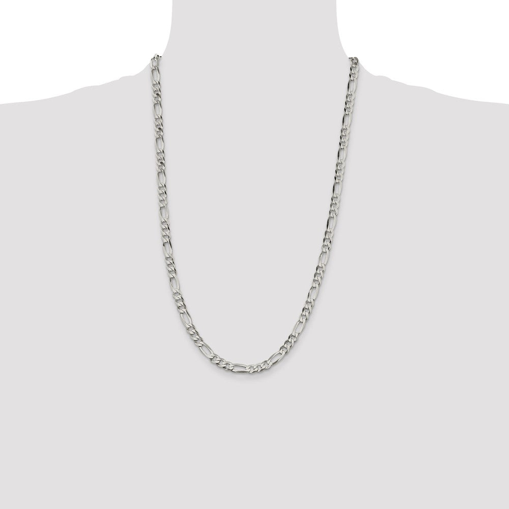 Sterling Silver 5.5mm Lightweight Flat Figaro Chain