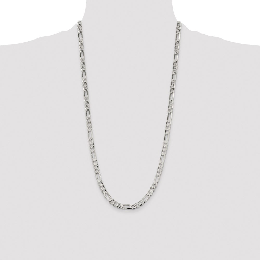 Sterling Silver 7.5mm Lightweight Flat Figaro Chain