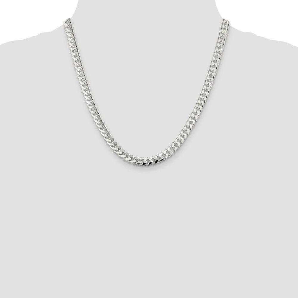 Sterling Silver 7mm Domed w/ Side D/C Curb Chain