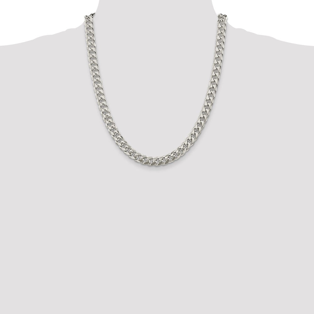 Sterling Silver 8.5mm Domed w/ Side D/C Curb Chain