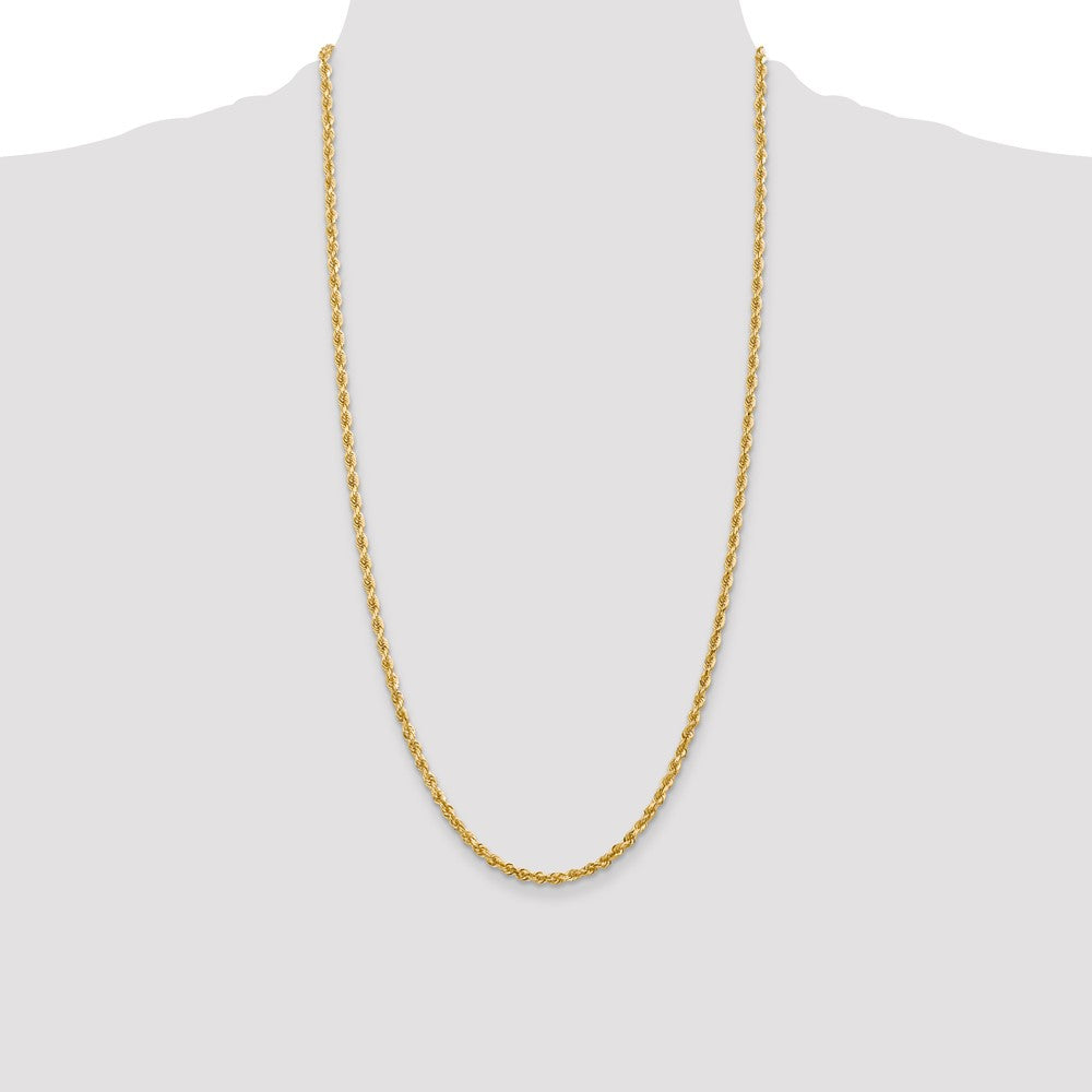14K 28 Inch 3.35mm Diamond-cut Quadruple Rope Lobster Clasp Chain