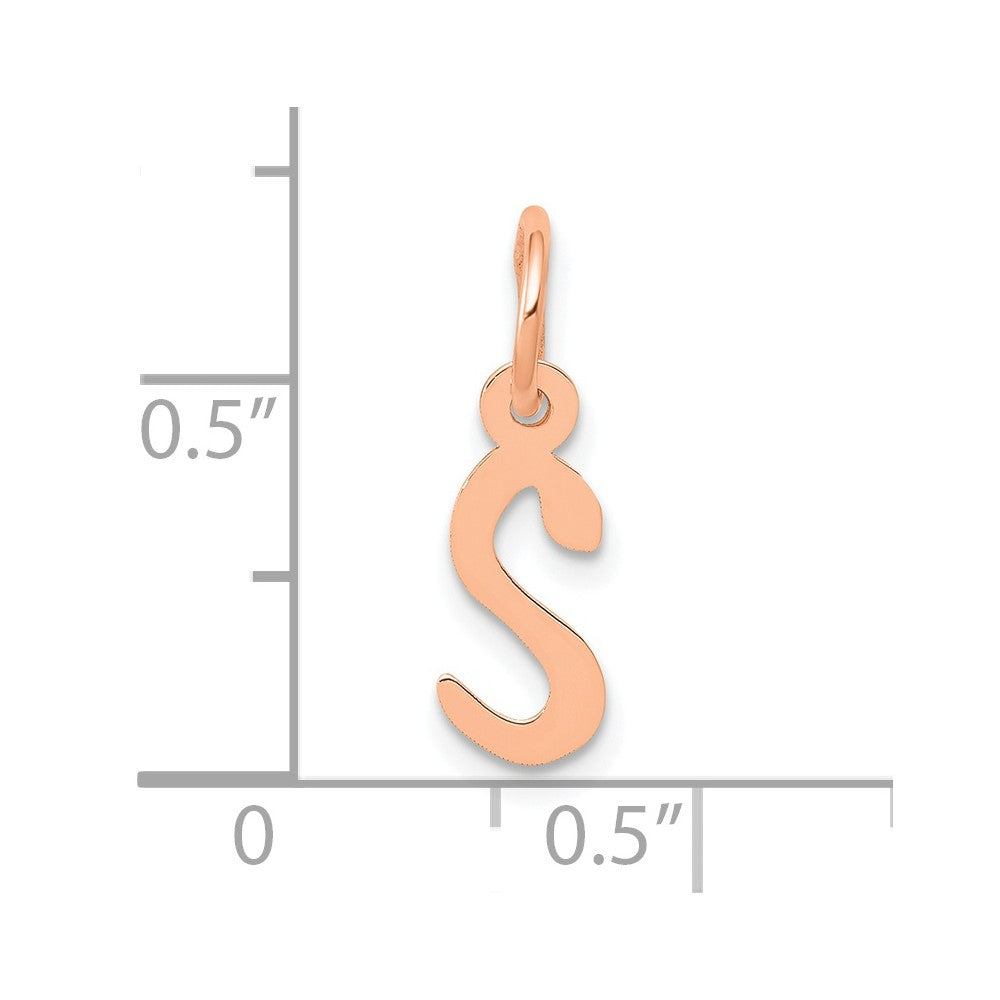 14k Rose Gold  Slanted Block Initial S Charm