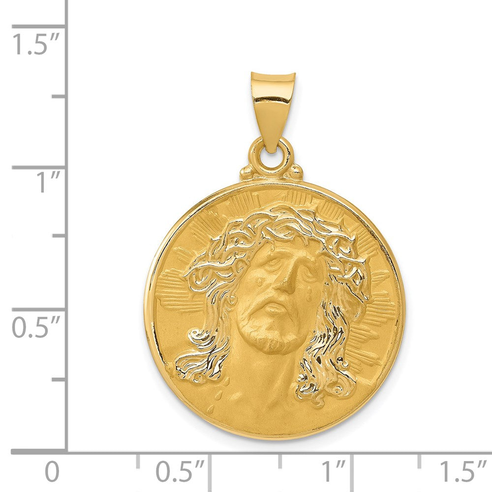 14k Head of Christ Medal Hollow Round Pendant