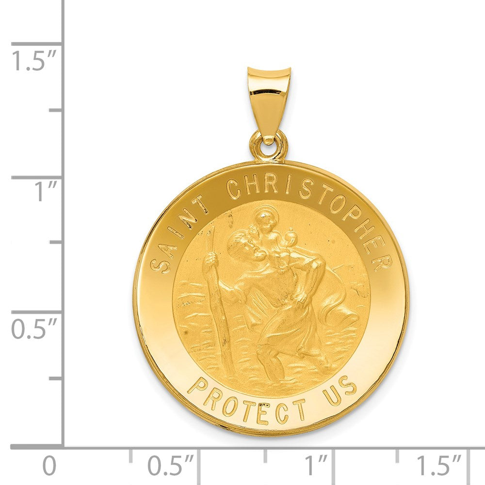 14k Saint Christopher Medal Hollow Pendant