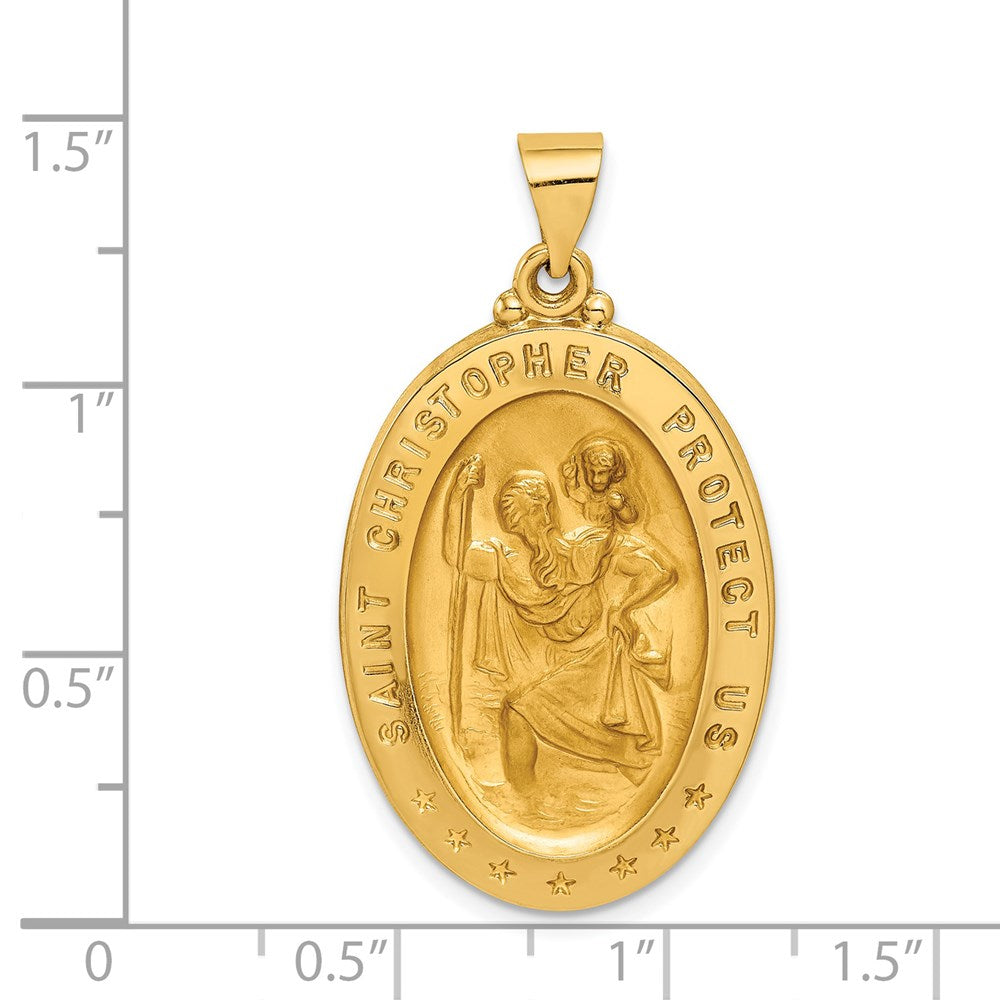 14k Saint Christopher Medal Hollow Pendant