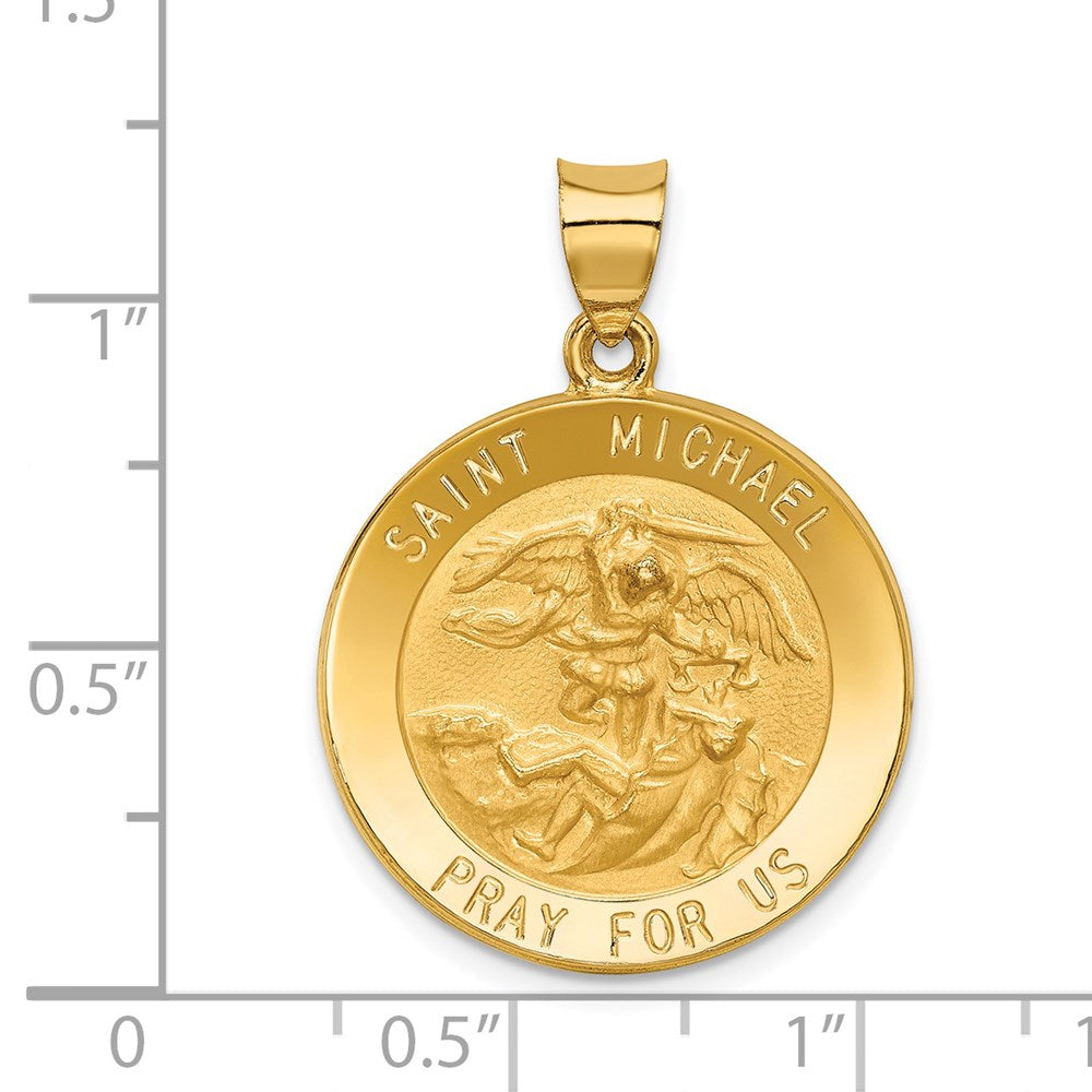 14k Saint Michael Medal Hollow Pendant
