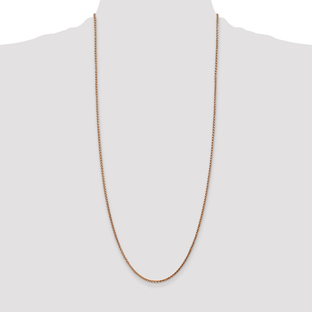 14K Rose Gold 30 inch 2.1mm Diamond-cut Spiga with Lobster Clasp Chain