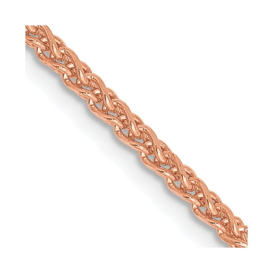 14K Rose Gold 16 inch 2.1mm Diamond-cut Spiga with Lobster Clasp Chain