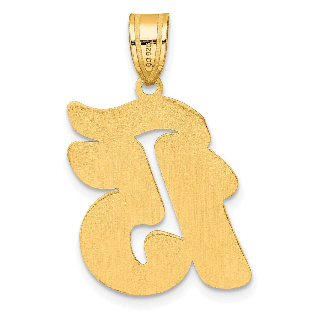 14k Brushed Border Script Number 15 Pendant