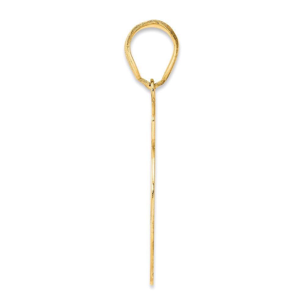 14k Brushed Border Script Number 19 Pendant