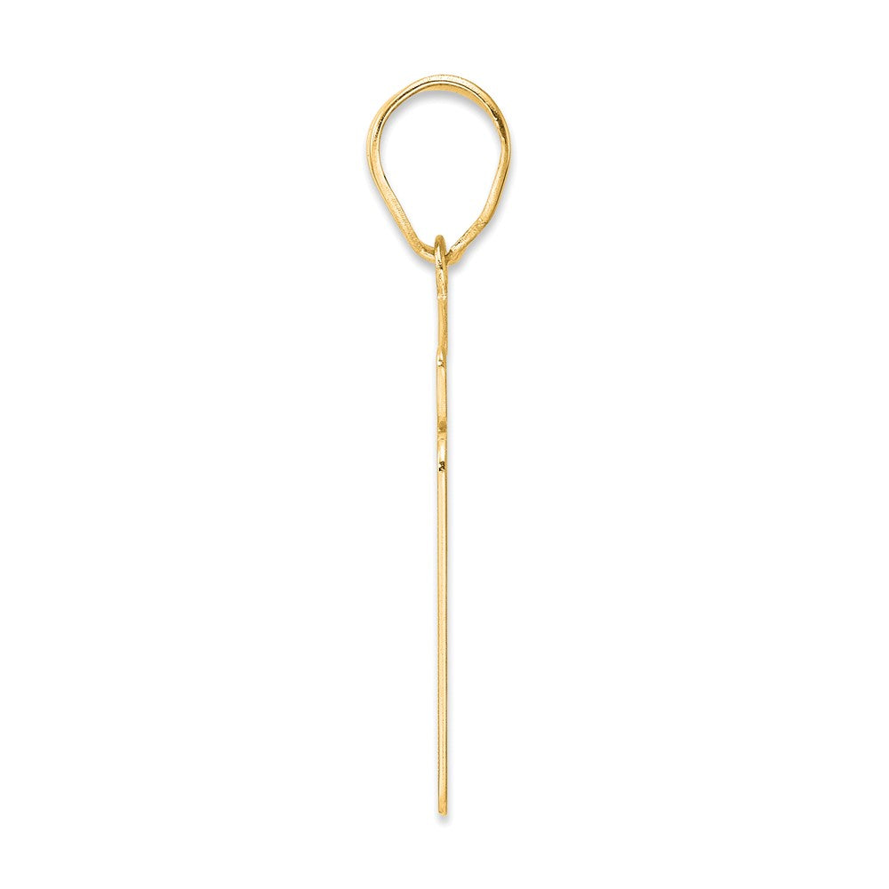 14k Brushed Border Script Number 21 Pendant