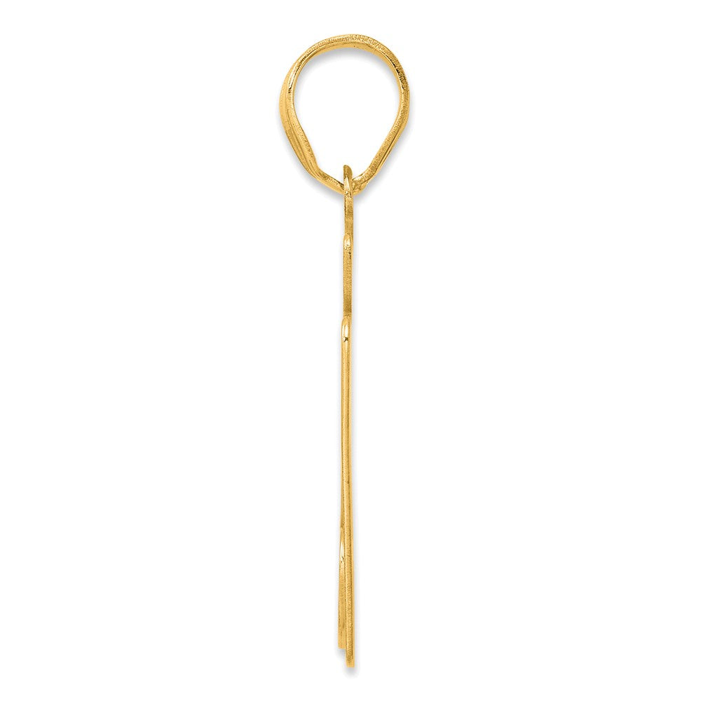 14k Brushed Border Script Number 27 Pendant