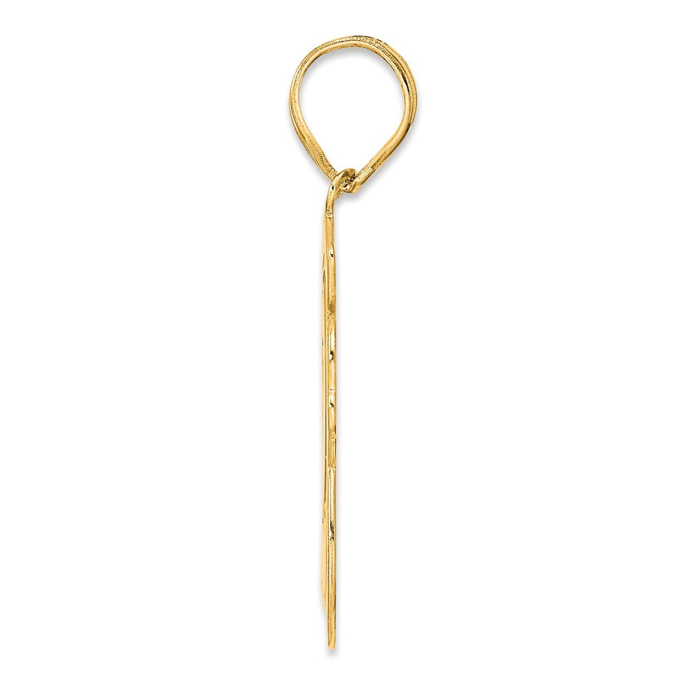 14k Brushed Border Script Number 28 Pendant