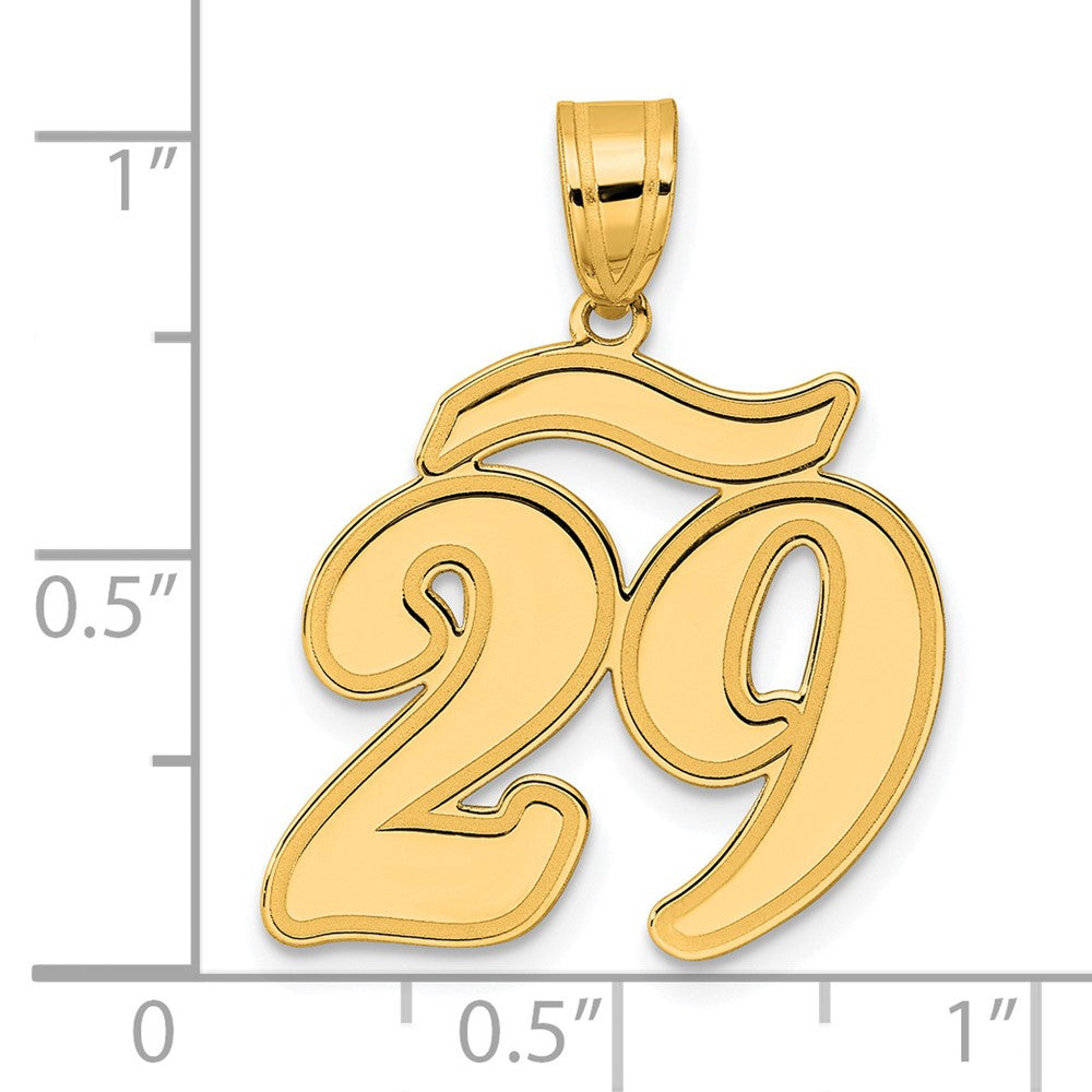 14k Brushed Border Script Number 29 Pendant