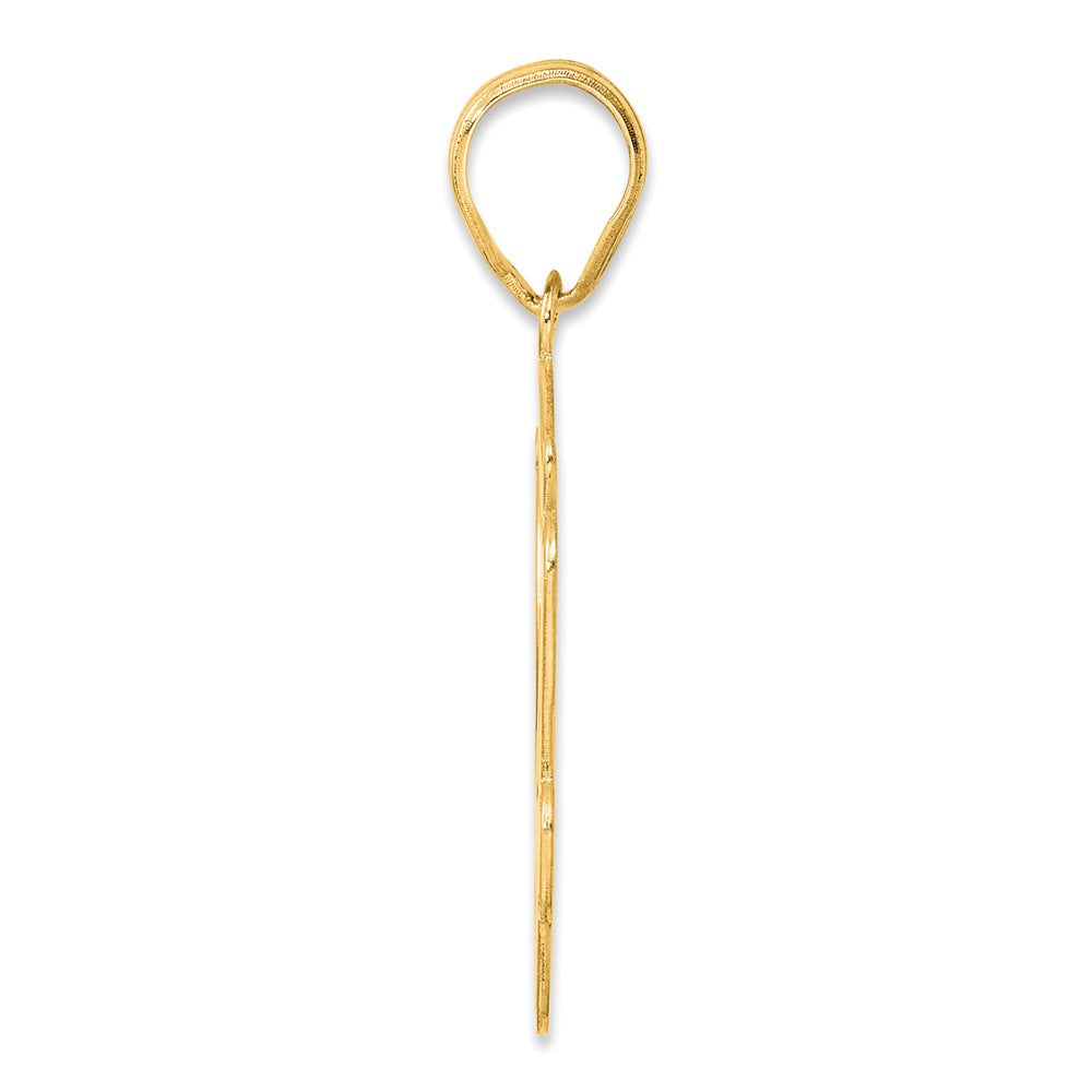 14k Brushed Border Script Number 34 Pendant